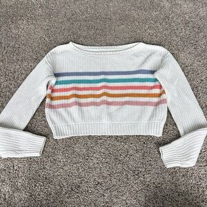 Aeropostale White Sweater with Colorful Stripes
